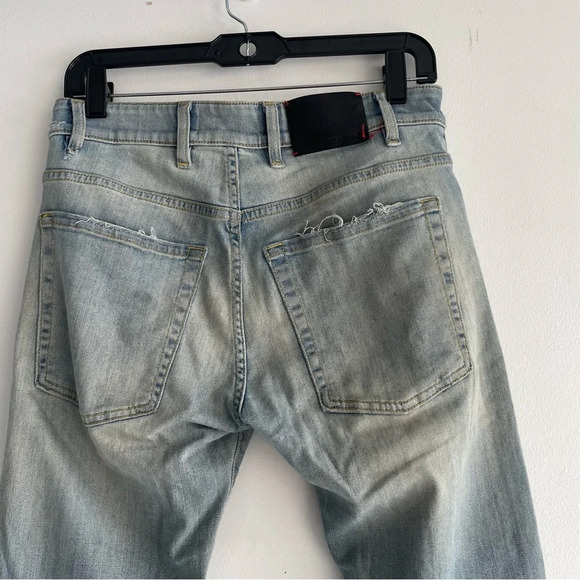 Represent England Worn Distressed Skinny Jeans pale blue 22423 - Picture 7 of 14